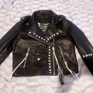Faux leather moto jacket